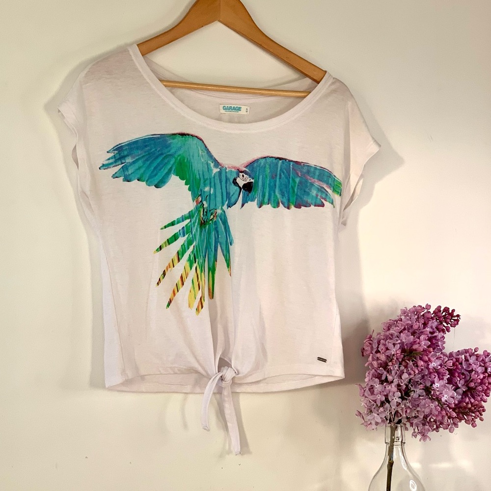 Front Tie Parrot Shirt